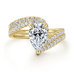 Online Gabriel & Co. Leina - 14K Yellow Gold Bypass Pear Shape Hidden Halo Diamond Engagement Ring