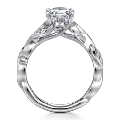Sale Gabriel & Co. Lena - 14K White Gold Floral Marquise Shape Diamond Engagement Ring