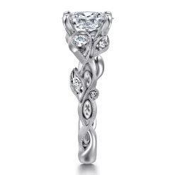 Discount Gabriel & Co. Lena - 14K White Gold Floral Oval Diamond Engagement Ring