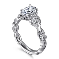 Sale Gabriel & Co. Lena - 14K White Gold Floral Pear Shape Diamond Engagement Ring