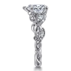 Sale Gabriel & Co. Lena - 14K White Gold Floral Pear Shape Diamond Engagement Ring