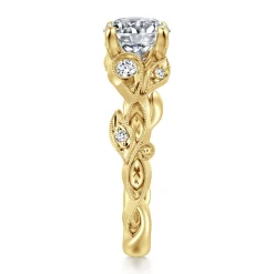 Best Gabriel & Co. Lena - 14K Yellow Gold Floral Round Diamond Engagement Ring