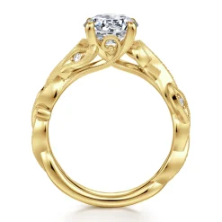 Best Gabriel & Co. Lena - 14K Yellow Gold Floral Round Diamond Engagement Ring