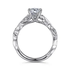 Gabriel & Co. Lena - Platinum Floral Round Diamond Engagement Ring