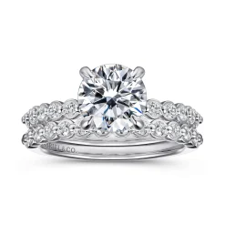 Outlet Gabriel & Co. Leya - 14K White Gold Bezel Prong Set Round Diamond Engagement Ring