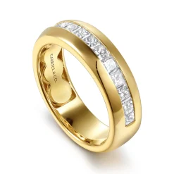 Hot Gabriel & Co. Liane - 14K Yellow Gold Channel Setting Princess Cut Diamond Anniversary Band - 0.9 ct
