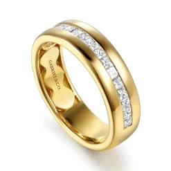 Gabriel & Co. Liane - 14K Yellow Gold Channel Setting Princess Cut Diamond Anniversary Band - 0.65 ct