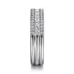 Hot Gabriel & Co. Lianne - Wide 14K White Gold Round and Princess Cut Diamond Anniversary Band - 0.95 ct
