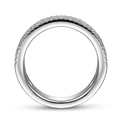 Hot Gabriel & Co. Lianne - Wide 14K White Gold Round and Princess Cut Diamond Anniversary Band - 0.95 ct