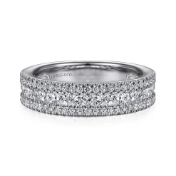 Hot Gabriel & Co. Lianne - Wide 14K White Gold Round and Princess Cut Diamond Anniversary Band - 0.95 ct