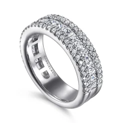 Hot Gabriel & Co. Lianne - Wide 14K White Gold Round and Princess Cut Diamond Anniversary Band - 1.5 ct