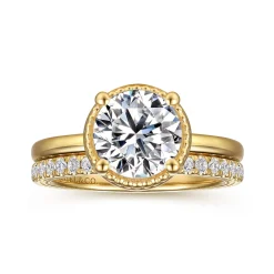 Hot Gabriel & Co. Libbie - 14K Yellow Gold Bezel Prong Round Diamond Engagement Ring