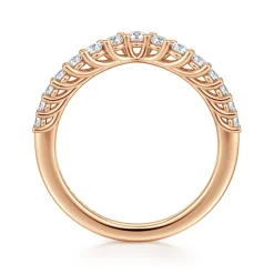 Hot Gabriel & Co. Libby - Curved 14K Rose Gold Shared Prong Diamond Wedding Band - 0.5 ct