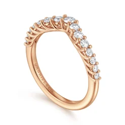Hot Gabriel & Co. Libby - Curved 14K Rose Gold Shared Prong Diamond Wedding Band - 0.5 ct