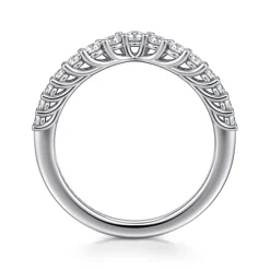 Outlet Gabriel & Co. Libby - Curved 14K White Gold Shared Prong Diamond Wedding Band - 0.5 ct