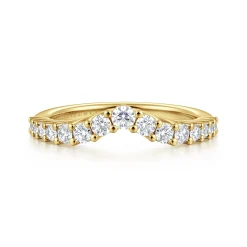 Best Gabriel & Co. Libby - Curved 14K Yellow Gold Shared Prong Diamond Wedding Band - 0.5 ct