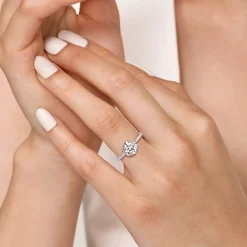 Discount Gabriel & Co. Lida - 14K White Gold Bezel Prong Round Diamond Engagement Ring