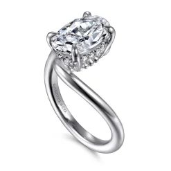 Discount Gabriel & Co. Lidya - 14K White Gold Bypass Oval Diamond Engagement Ring