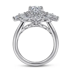 Best Gabriel & Co. Lincoln - 14K White Gold Fancy halo Round Diamond Engagement Ring