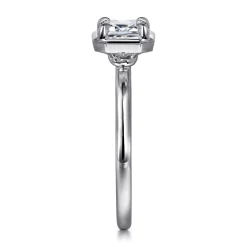 Outlet Gabriel & Co. Linen - 14K White Gold East West and Bezel Prong Emerald Cut Diamond Engagement Ring