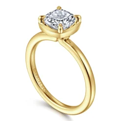 Outlet Gabriel & Co. Linen - 14K Yellow Gold Bezel Prong Cushion Cut Diamond Engagement Ring