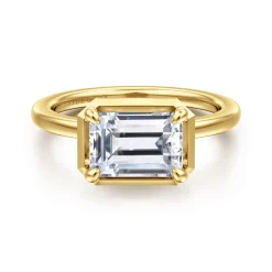 Online Gabriel & Co. Linen - 14K Yellow Gold East West and Bezel Prong Emerald Cut Diamond Engagement Ring