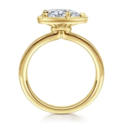 Outlet Gabriel & Co. Linen - 14K Yellow Gold East West and Bezel Prong Pear Shape Diamond Engagement Ring