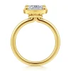 Clearance Gabriel & Co. Linen - 14K Yellow Gold East West and Bezel Prong Elongated Cushion Diamond Engagement Ring