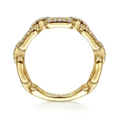 New Gabriel & Co. Link Chain Ring 14K Yellow Gold Diamond 0.35ct