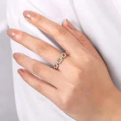 New Gabriel & Co. Link Chain Ring 14K Yellow Gold Diamond 0.35ct