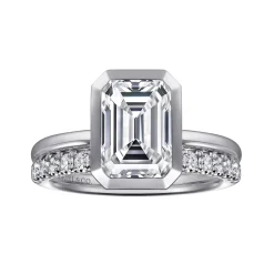 Best Gabriel & Co. Linny - 14K White Gold Emerald Cut Diamond Engagement Ring