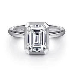 Best Gabriel & Co. Linny - 14K White Gold Emerald Cut Diamond Engagement Ring