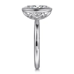 Outlet Gabriel & Co. Linny - 14K White Gold Oval Bezel Set Diamond Engagement Ring