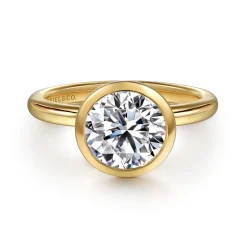 Clearance Gabriel & Co. Linny - 14K Yellow Gold Bezel Set Round Diamond Engagement Ring