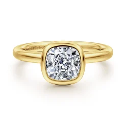 Hot Gabriel & Co. Linny - 14K Yellow Gold Cushion Cut Bezel Set Diamond Engagement Ring