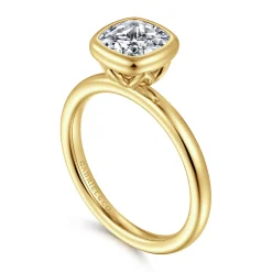 Hot Gabriel & Co. Linny - 14K Yellow Gold Cushion Cut Bezel Set Diamond Engagement Ring