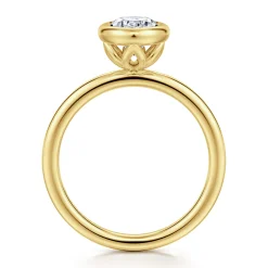 Best Gabriel & Co. Linny - 14K Yellow Gold Oval Bezel Set Diamond Engagement Ring