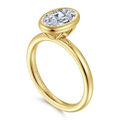 Best Gabriel & Co. Linny - 14K Yellow Gold Oval Bezel Set Diamond Engagement Ring