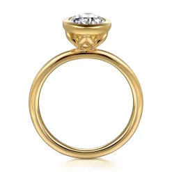 Clearance Gabriel & Co. Linny - 14K Yellow Gold Oval Bezel Set Diamond Engagement Ring