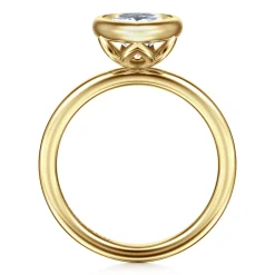 Hot Gabriel & Co. Linny - 14K Yellow Gold Pear Shape Bezel Set Diamond Engagement Ring