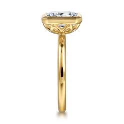 Clearance Gabriel & Co. Linny - 14K Yellow Gold Radiant Cut Bezel Set Diamond Engagement Ring