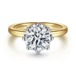 Online Gabriel & Co. Liona - 14K White-Yellow Gold Round Solitaire Diamond Engagement Ring