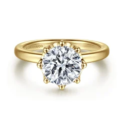 Best Gabriel & Co. Liona - 14K Yellow Gold Round Solitaire Diamond Engagement Ring
