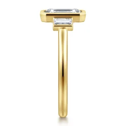 Gabriel & Co. Liora - 14K Yellow Gold Emerald Cut Three Stone Bezel Set Diamond Engagement Ring
