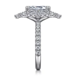 Discount Gabriel & Co. Lisette - 14K White Gold Fancy Halo Emerald Cut Diamond Engagement Ring