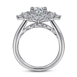 Clearance Gabriel & Co. Liv - 14K White Gold Fancy Halo Round Diamond Engagement Ring