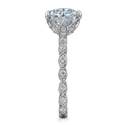 Gabriel & Co. Liza - Vintage Inspired 14K White Gold Aquamarine and Diamond Engagement Ring
