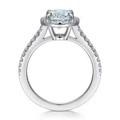 Outlet Gabriel & Co. Loreina - 14K White Gold Oval Halo Aquamarine and Diamond Engagement Ring