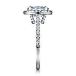 Outlet Gabriel & Co. Loreina - 14K White Gold Oval Halo Aquamarine and Diamond Engagement Ring
