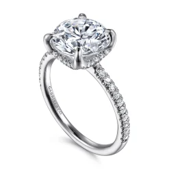 New Gabriel & Co. Lorenzo - 14K White Gold Round Diamond Engagement Ring
